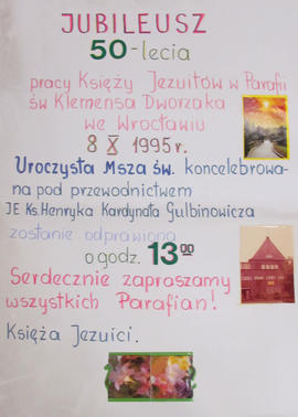 JUBILEUSZ 50-lecia pracy księży Jezuitów w Parafii św Klemensa Dworzaka we Wrocławiu