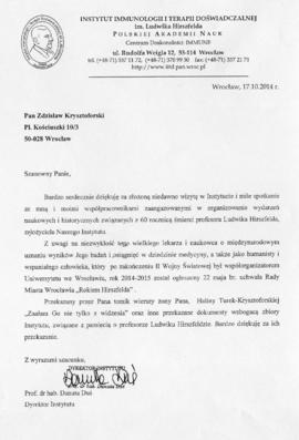Zdjęcia: Podziękowanie z Instytutu Immunologii i Terapii Doświadczalnej