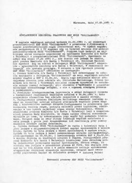Oświadczenie Rzecznika Prasowego KKP NSZZ "Solidarność"