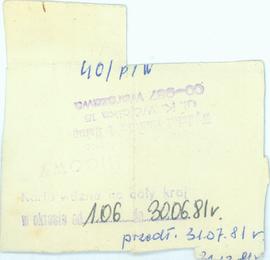 Karta zaopatrzenia 1981
