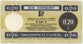 Bon towarowy 0,20 $