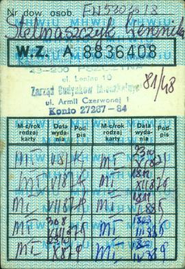 Karta zaopatrzeniowa 1987-1988