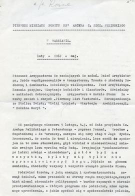 Pierwsze miesiące pobytu arcybiskupa Zygmunta Szczęsnego Felińskiego w Warszawie