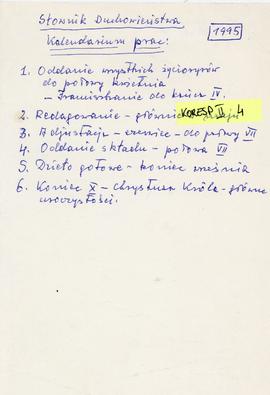 Słownik Duchowieństwa: kalendarium prac