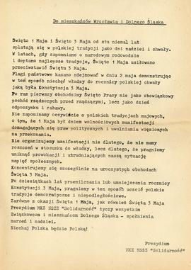 Do mieszkańców Wrocławia i Dolnego Śląska